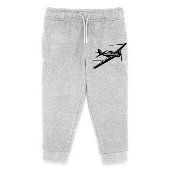 Propeller Plane Drawing - Kids Organic Sweatpants by Stanley/Stella - heather grey - Front