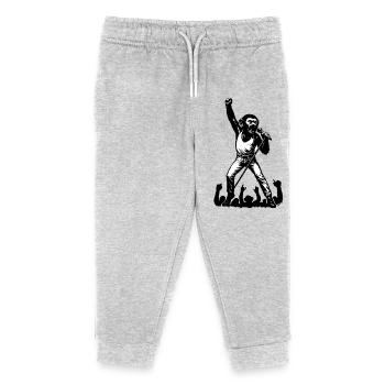 Singe dansant Chanteur | La danse du singe Banksy - Pantalon de jogging enfant bio Stanley/Stella - gris chiné - Devant