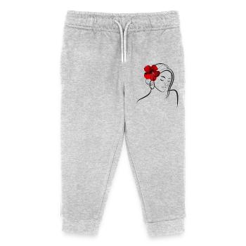 Elegant flower head woman with poppies - Kids Organic Sweatpants by Stanley/Stella - heather grey - Front