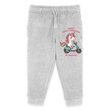 Roller-Einhorn - Kinder Organic Jogginghose Mini Mover von Stanley/Stella - Grau meliert - Vorne