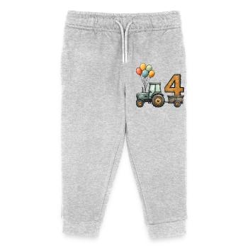 Tracteur d’anniversaire avec remorque 4 ans enfants - Pantalon de jogging enfant bio Stanley/Stella - gris chiné - Devant