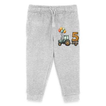 Tracteur d’anniversaire avec remorque 5 ans enfants - Pantalon de jogging enfant bio Stanley/Stella - gris chiné - Devant