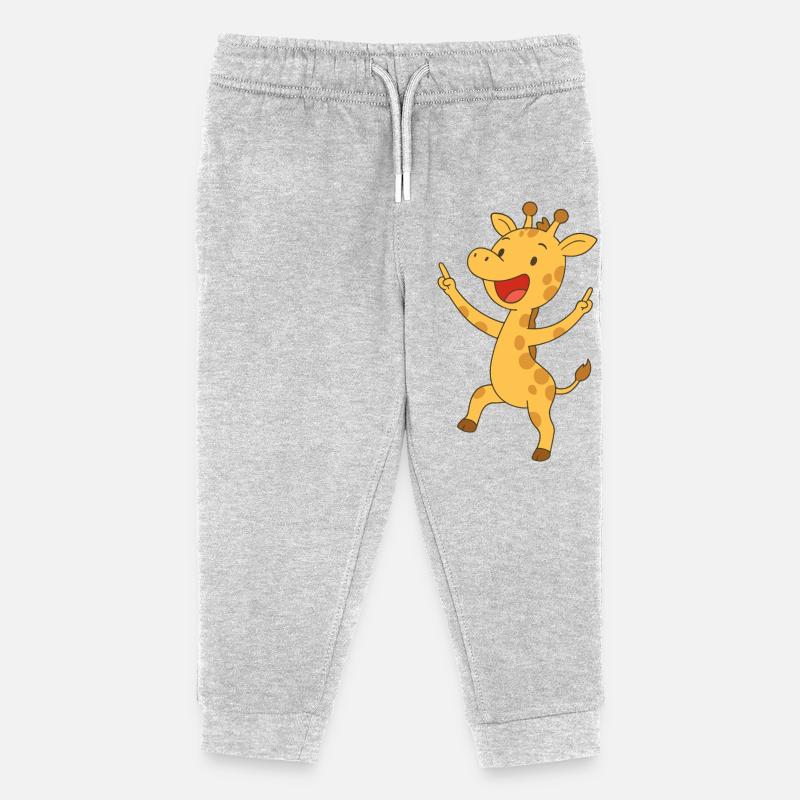 Gute-Laune-Giraffe - Kinder Organic Jogginghose Mini Mover von Stanley/Stella - Grau meliert
