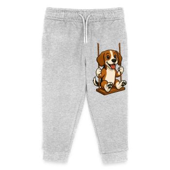 Süßer Beagle Hund Cartoon Schaukeln Spaß - Kinder Organic Jogginghose Mini Mover von Stanley/Stella - Grau meliert - Vorne