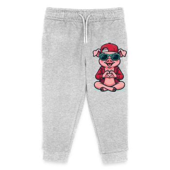 Piggy Love Vibes - Kinder Organic Jogginghose Mini Mover von Stanley/Stella - Grau meliert - Vorne