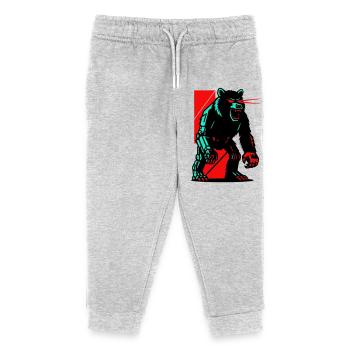 Mecha Techno Bär - Kinder Organic Jogginghose Mini Mover von Stanley/Stella - Grau meliert - Vorne