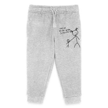 Ich bin die große Schwester (Schwarz) - Kinder Organic Jogginghose Mini Mover von Stanley/Stella - Grau meliert - Vorne