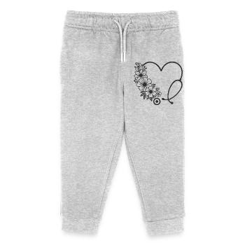 Conception de poussette en forme de cœur floral - Pantalon de jogging enfant bio Stanley/Stella - gris chiné - Devant