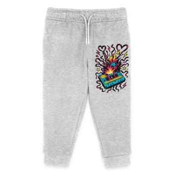 Kassetten-Explosion – 80er Jahre Tape-Chaos - Kinder Organic Jogginghose Mini Mover von Stanley/Stella - Grau meliert - Vorne