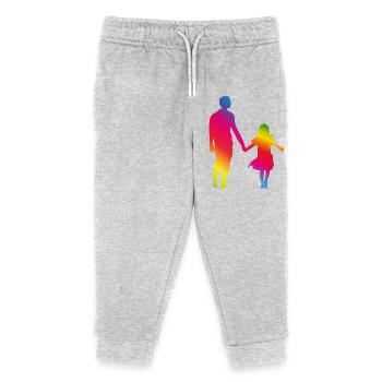 Père et fille main dans la main - Pantalon de jogging enfant bio Stanley/Stella - gris chiné - Devant