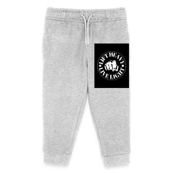 Motivational slogan with fist motif - Kids Organic Sweatpants by Stanley/Stella - heather grey - Front