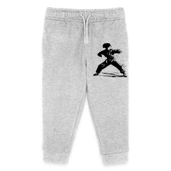 Mädchen Karate Skizze - Kinder Organic Jogginghose Mini Mover von Stanley/Stella - Grau meliert - Vorne