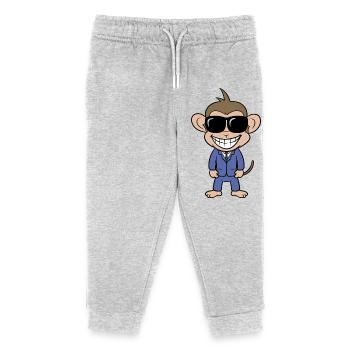 Business monkey with suit and sunglasses - Kids Organic Sweatpants by Stanley/Stella - heather grey - Front