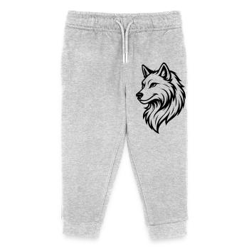 Wolf Silhouette - Kinder Organic Jogginghose Mini Mover von Stanley/Stella - Grau meliert - Vorne