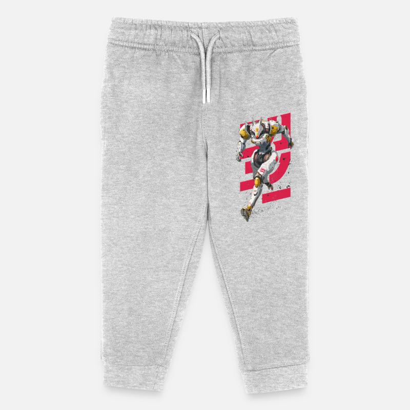 Futuristic Wolf Fighting Robot - Kids Organic Sweatpants by Stanley/Stella - heather grey