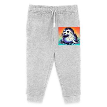 seal - Kids Organic Sweatpants by Stanley/Stella - heather grey - Front