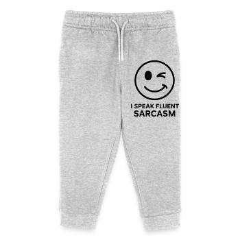 Expressive Winks and Sarcasm Design - Kids Organic Sweatpants by Stanley/Stella - heather grey - Front