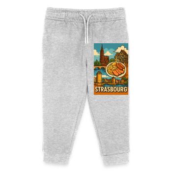 Délices à Strasbourg Choucroute - Pantalon de jogging enfant bio Stanley/Stella - gris chiné - Devant