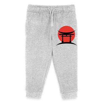Abstract Gradient Japanese Torii - Kids Organic Sweatpants by Stanley/Stella - heather grey - Front