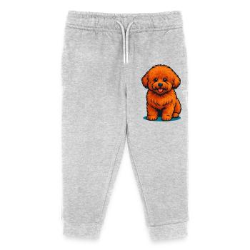 Bezaubernde flauschige Pudelillustration, Liebeshunde - Kinder Organic Jogginghose Mini Mover von Stanley/Stella - Grau meliert - Vorne