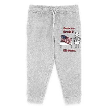 America F. Sit Down Design - Kids Organic Sweatpants by Stanley/Stella - heather grey - Front