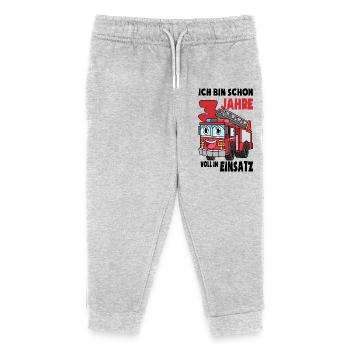 3 Geburtstag Feuerwehr Geschenk Junge 3 Jahre - Kinder Organic Jogginghose Mini Mover von Stanley/Stella - Grau meliert - Vorne