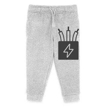 Electric Cable Power Icon Logo - Kids Organic Sweatpants by Stanley/Stella - heather grey - Front