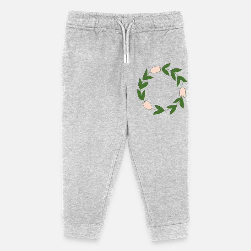 Couronne de fleurs élégante avec des fleurs délicates - Pantalon de jogging enfant bio Stanley/Stella - gris chiné