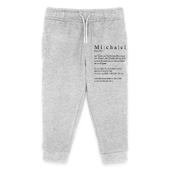 Nom : abstrait, typographique, noir, Michael - Pantalon de jogging enfant bio Stanley/Stella - gris chiné - Devant