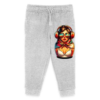  Russian Matroschka Musik Russland Russische - Kinder Organic Jogginghose Mini Mover von Stanley/Stella - Grau meliert - Vorne