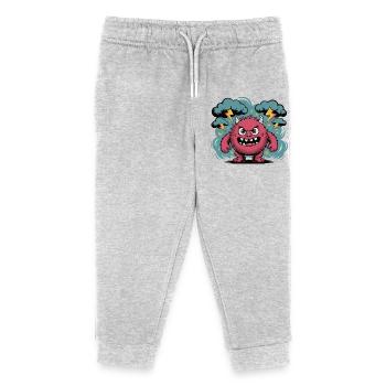 Fierce Storm Monster Illustration - Kids Organic Sweatpants by Stanley/Stella - heather grey - Front