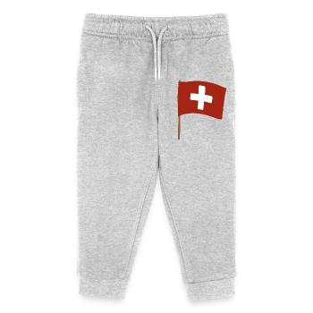 Swiss Cross Flag Design for Apparel - Kinder Organic Jogginghose Mini Mover von Stanley/Stella - Grau meliert - Vorne
