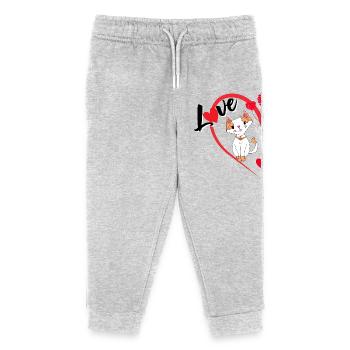 Katze mit der Aufschrift Liebe halbes Herz - Kinder Organic Jogginghose Mini Mover von Stanley/Stella - Grau meliert - Vorne