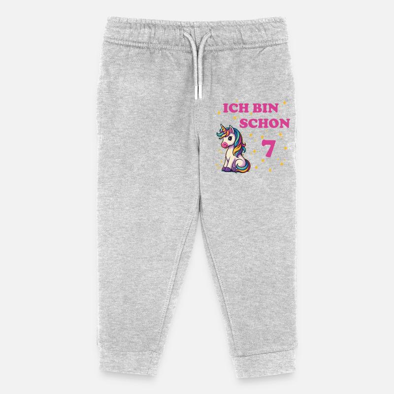 Kindergeburtstag 7, Tanzendes Lustiges Einhorn - Kinder Organic Jogginghose Mini Mover von Stanley/Stella - Grau meliert