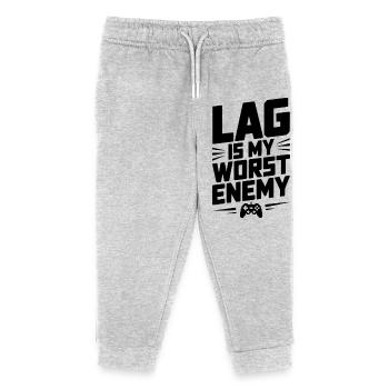Lag is My Worst Enemy - Kids Organic Sweatpants by Stanley/Stella - heather grey - Front