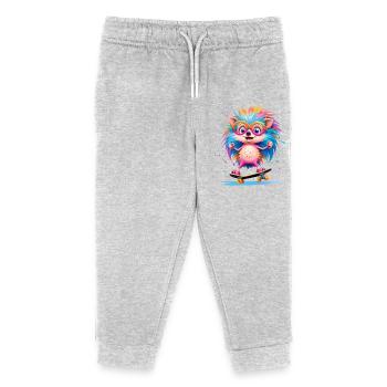Kunterbunter Skate Hedgehog - Kinder Organic Jogginghose Mini Mover von Stanley/Stella - Grau meliert - Vorne