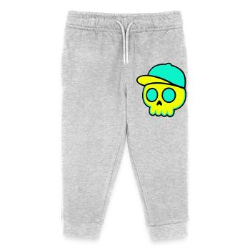 Neon Schädel Cap Streetwear - Kinder Organic Jogginghose Mini Mover von Stanley/Stella - Grau meliert - Vorne