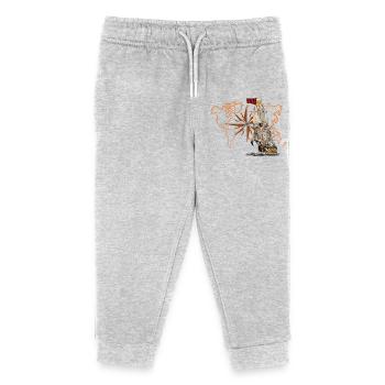 Voilier devant la carte du monde - Pantalon de jogging enfant bio Stanley/Stella - gris chiné - Devant