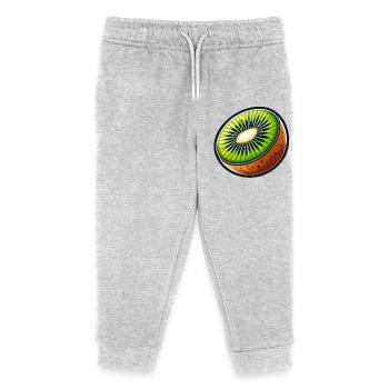 Helle Kiwi-Scheibe - Kinder Organic Jogginghose Mini Mover von Stanley/Stella - Grau meliert - Vorne