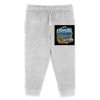 Urban Graffiti with Boombox and Car - Kids Organic Sweatpants by Stanley/Stella - heather grey - Front