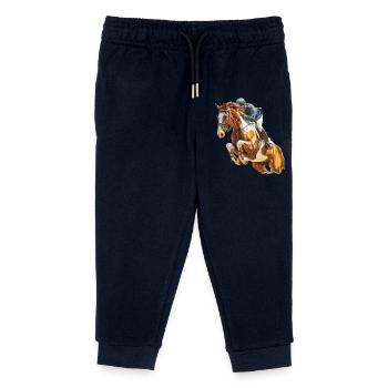 Galoppierender Reiter im Sprung - Kinder Organic Jogginghose Mini Mover von Stanley/Stella - Navy - Vorne