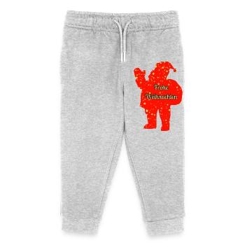 Santa Claus Red Merry Christmas Text - Kids Organic Sweatpants by Stanley/Stella - heather grey - Front