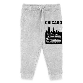 Chicago, USA, Illinois - Kids Organic Sweatpants by Stanley/Stella - heather grey - Front