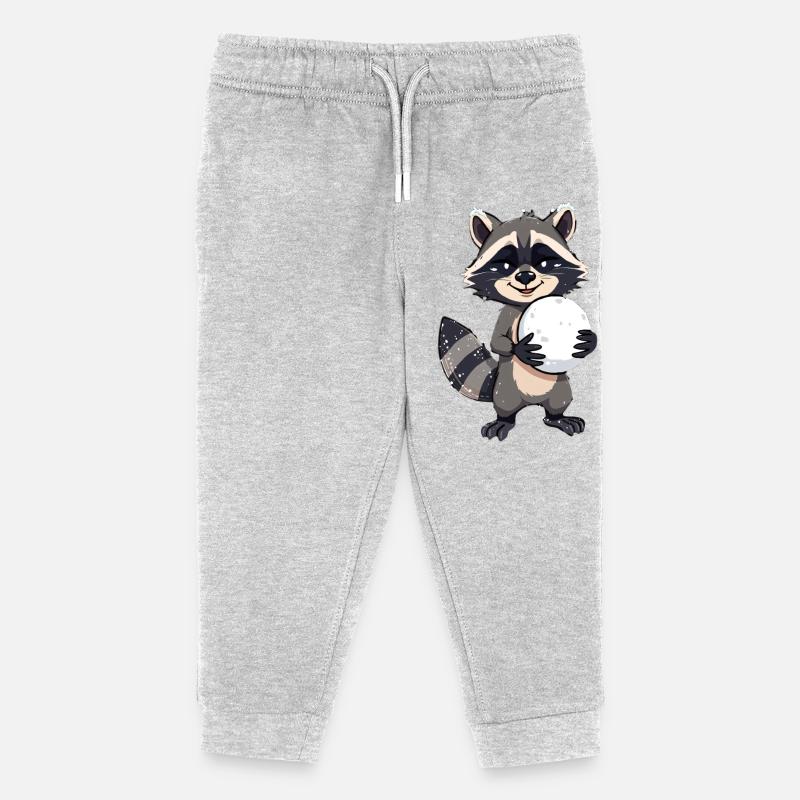 Waschbär mit grossem Schneeball - Kinder Organic Jogginghose Mini Mover von Stanley/Stella - Grau meliert