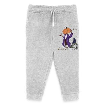 Dashing pumpkin in Purple Coat - Kids Organic Sweatpants by Stanley/Stella - heather grey - Front