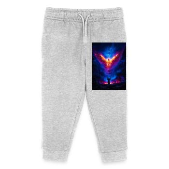 Phoenix Ascension Over Fiery Abyss - Kids Organic Sweatpants by Stanley/Stella - heather grey - Front