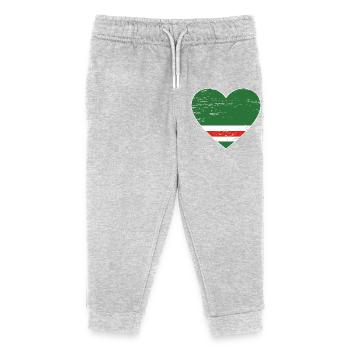 Drapeau de la Tchétchénie coeur utilisé - Pantalon de jogging enfant bio Stanley/Stella - gris chiné - Devant