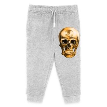 Skull with Adrenaline Emblem - Kids Organic Sweatpants by Stanley/Stella - heather grey - Front