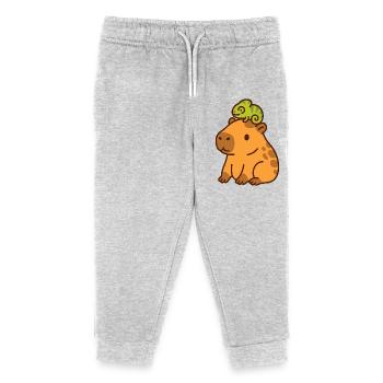 Capybara et caméléon – Amis pour la vie 🦎🦫 - Pantalon de jogging enfant bio Stanley/Stella - gris chiné - Devant