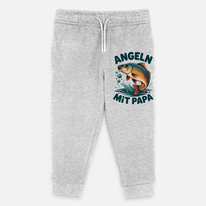Fiske med far - Stanley/Stella børne sweatpants økologisk - grå meleret